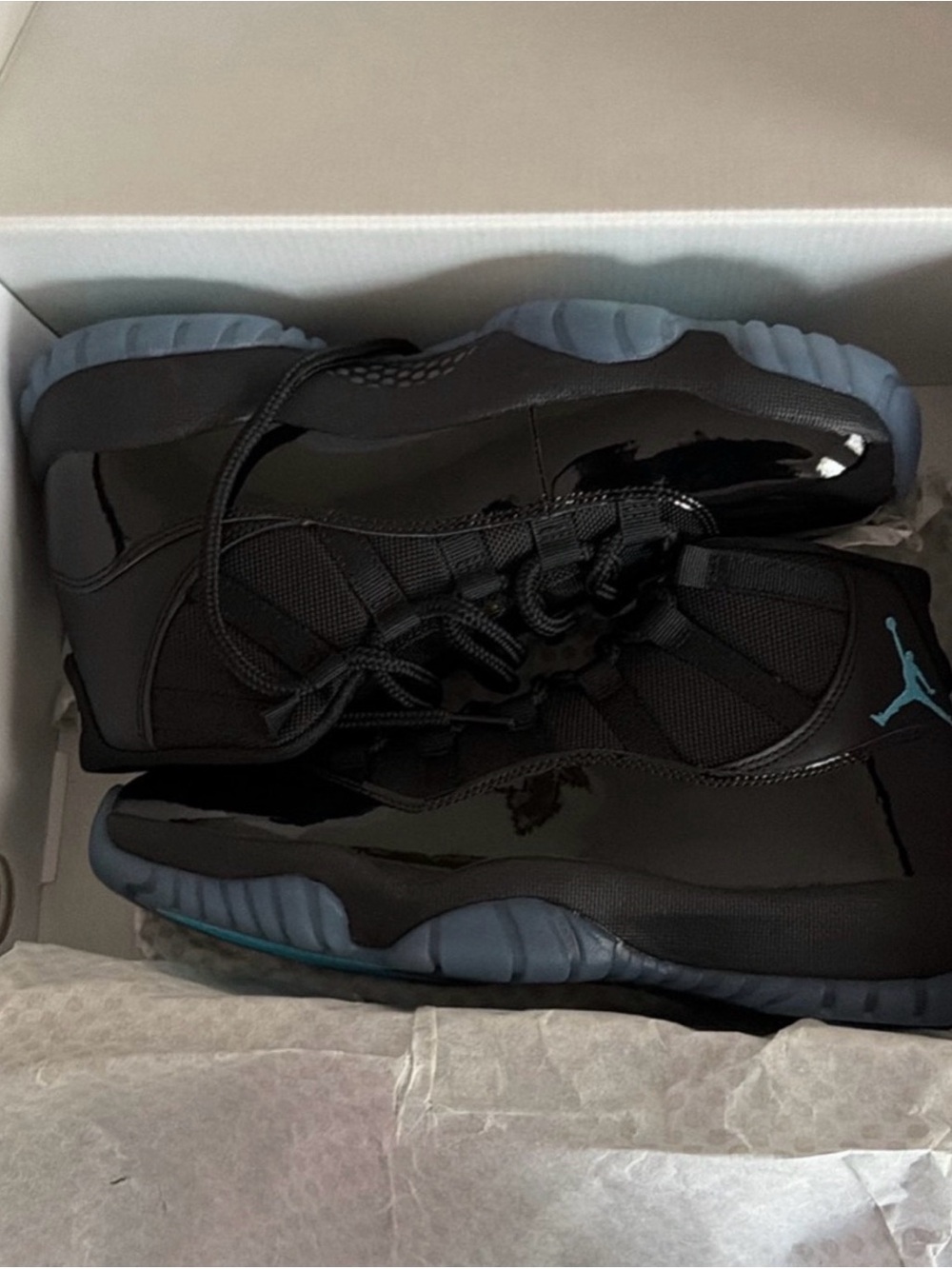 Jordan Retro 11 Black with Teal Jumpman - Picture 4 of 8
